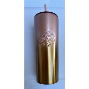 Starbucks 2019 Holiday Glitter ombre Gold Stainless Steel Cold Cup 24 fl oz